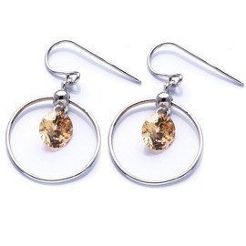 Kolczyki Srebrne Pomarańczowe Serce Koła