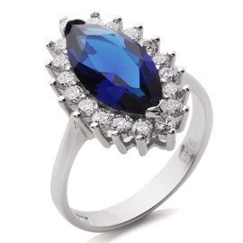 Srebrny Pierścionek z Szafirowym Kamieniem