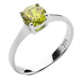 Srebrny Pierścionek z Oliwkową Cyrkonią