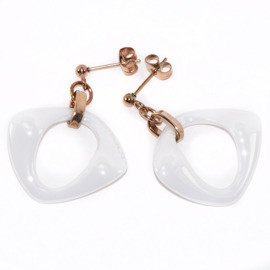 Kolczyki z Białą Ceramiką i Złota Stal Szlachetna