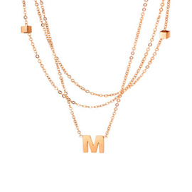 Złoty Naszyjnik Literka M Stal Szlachetna