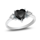 Srebrny Pierścionek Serduszko z Czarną Cyrkonią