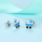 Srebrne Kolczyki Wózek Dziecięcy