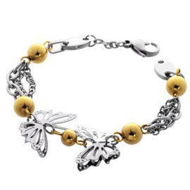 Bransoletka ze Złotymi Motylami Stal Szlachetna