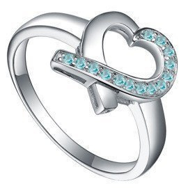 Pierścionek Srebrny Serce z Niebieskich Cyrkoni