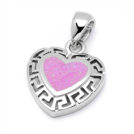 Srebrna Zawieszka Serce z Różowym Opalem