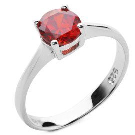 Srebrny Pierścionek z Czerwoną Cyrkonią