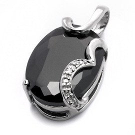 Srebrny Wisiorek z Dużą Czarną Cyrkonią