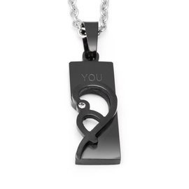 Czarny Naszyjnik z Połową Serca Stal Szlachetna