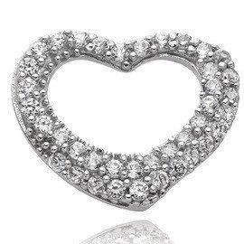 Srebrna Zawieszka Serce Białe Cyrkonie