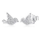 Srebrne Kolczyki Ptaszki z Cyrkoniami
