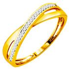 Pierścionek Złoty Przeplatany Brylantami 0.08ct