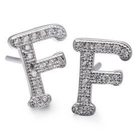 Srebrne Kolczyki Literki F z Cyrkoniami