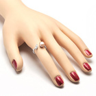 Pierścionek Srebrny z Szarą Perłą i Cyrkonią