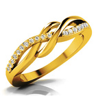 Pierścionek Zloty 375 Przeplatany Brylantami