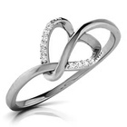 Pierścionek Białe Złoto 585 Serce z Brylantami