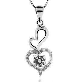 Zawieszka Srebrna Serce Białe Cyrkonie