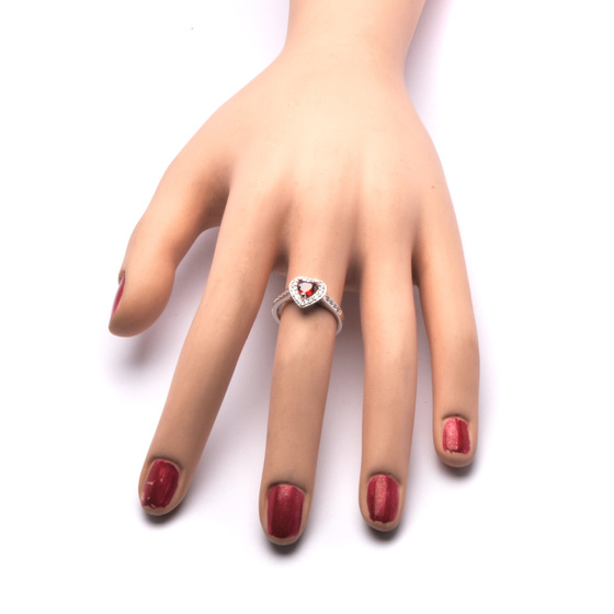 Srebrny Pierścionek Czerwone Serce