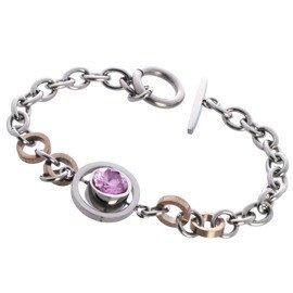 Damska Bransoletka ze Stali z Różową Cyrkonią