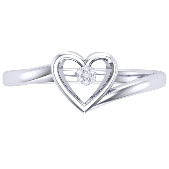 Pierścionek z Białego Złota Serduszko z Brylantami