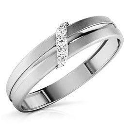 Obrączka z Białego Złota 585 Ozdobiona Brylantami