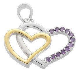 Zawieszka Srebrna Dwa Serca Pozłacana