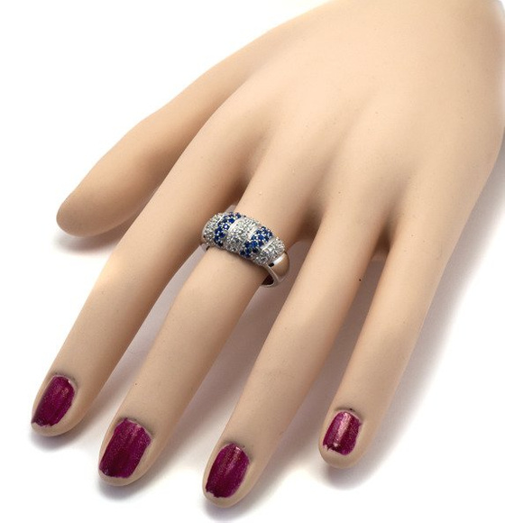 Pierścionek Srebrny z Szafirowymi Cyrkoniami