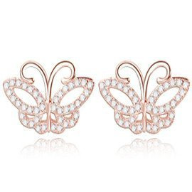 Srebrne Pozłacane Kolczyki w Kształcie Motylków