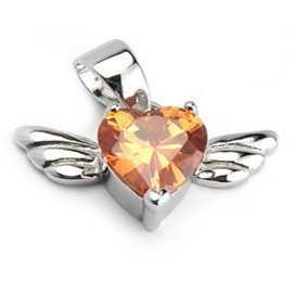 Srebrna Zawieszka Pomarańczowe Serduszko