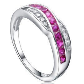 Srebrny Pierścionek z Rubinowymi Cyrkoniami