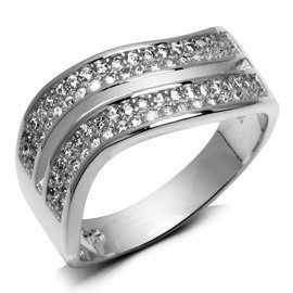 Srebrny Pierścionek Wysadzany Cyrkoniami