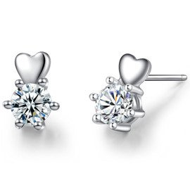 Srebrne Kolczyki z Białą Cyrkonią