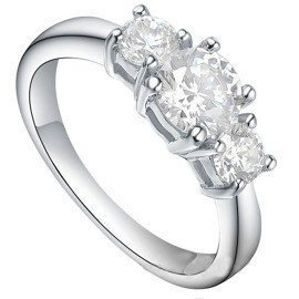 Pierścionek Srebrny Wysadzany Trzema Cyrkoniami