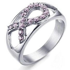 Pierścionek z Różowymi Cyrkoniami Stal Szlachetna