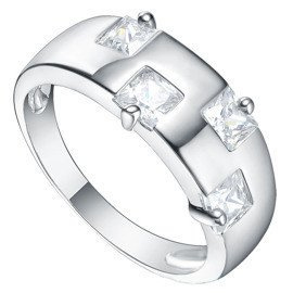 Srebrna Obrączka Wysadzana Brylantowymi Cyrkoniami