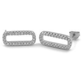 Srebrne Kolczyki Podłużne z Cyrkoniami