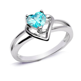 Srebrny Pierścionek z Błękitnym Sercem