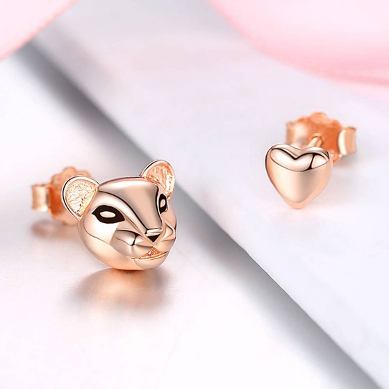 Srebrne Kolczyki Asymetryczne Pozłacane