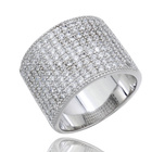 Szeroka Obrączka Srebrna Wysadzana Cyrkoniami