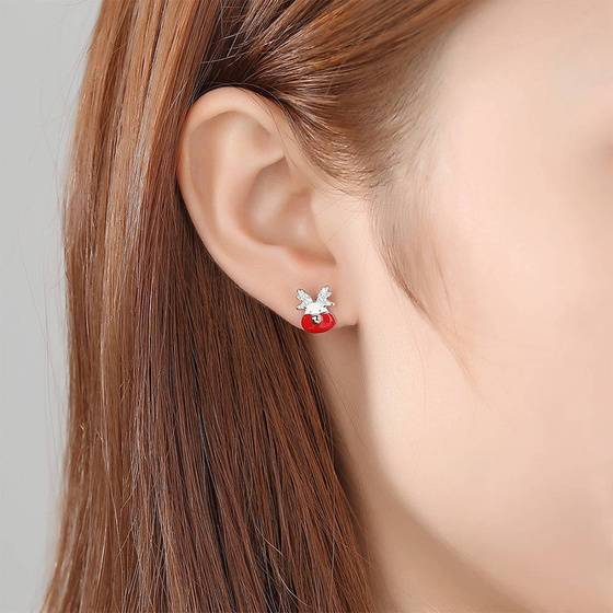 Srebrne Kolczyki Łoś z Cyrkoniami