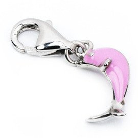 Srebrna Przywieszka Charm Różowy Delfin