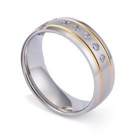 Obrączka z Diamentowymi Kamieniami Stal Szlachetna