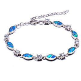 Srebrna Bransoletka z Cyrkoniami i Opalem