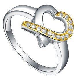 Pierścionek Srebrny Serce Pokryte Złotem