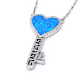 Srebrny Naszyjnik z Niebieskim Opalem Kluczyk