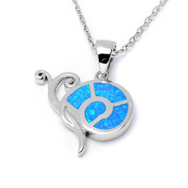 Srebrny Naszyjnik Ślimak z Niebieskim Opalem