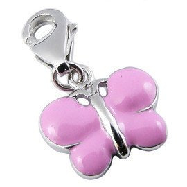 Przywieszka Srebrna Charms Różowy Motyl