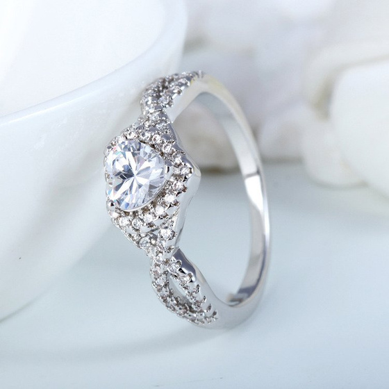 Pierścionek Srebrny Serduszko z Cyrkoniami