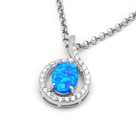 Srebrna Zawieszka z Opalem i Cyrkoniami