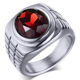 Damsko Męski Sygnet z Czerwonym Kamieniem
